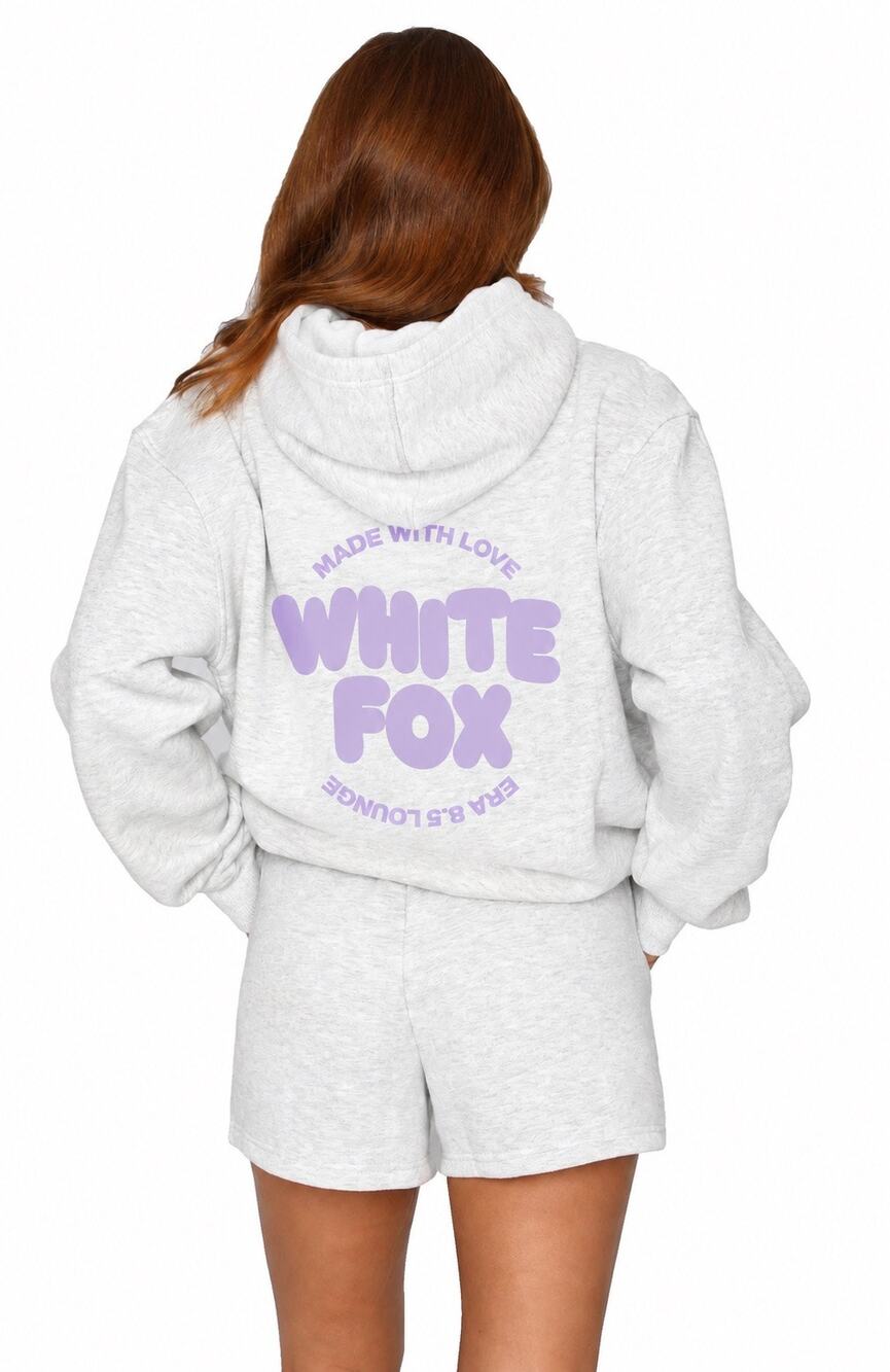 White Fox Women’s Made With Love Oversized Hoodie Grey Purple 3XS/XXS